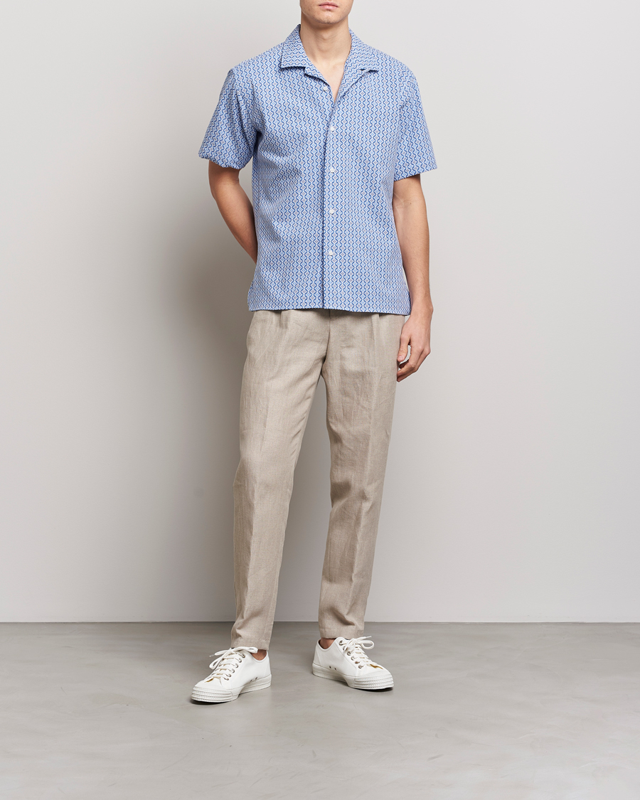 Homme | Chemises | Gitman Vintage | Summer Ready Jacquard Camp Shirt Light Blue