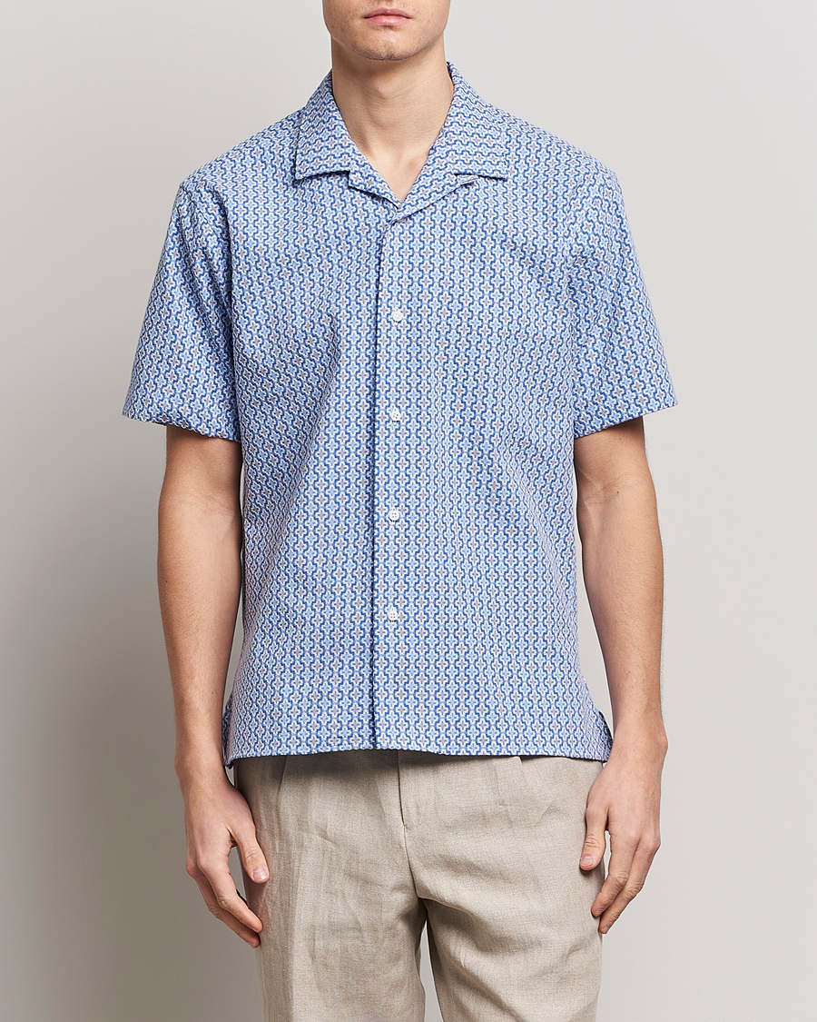 Homme | Chemises | Gitman Vintage | Summer Ready Jacquard Camp Shirt Light Blue