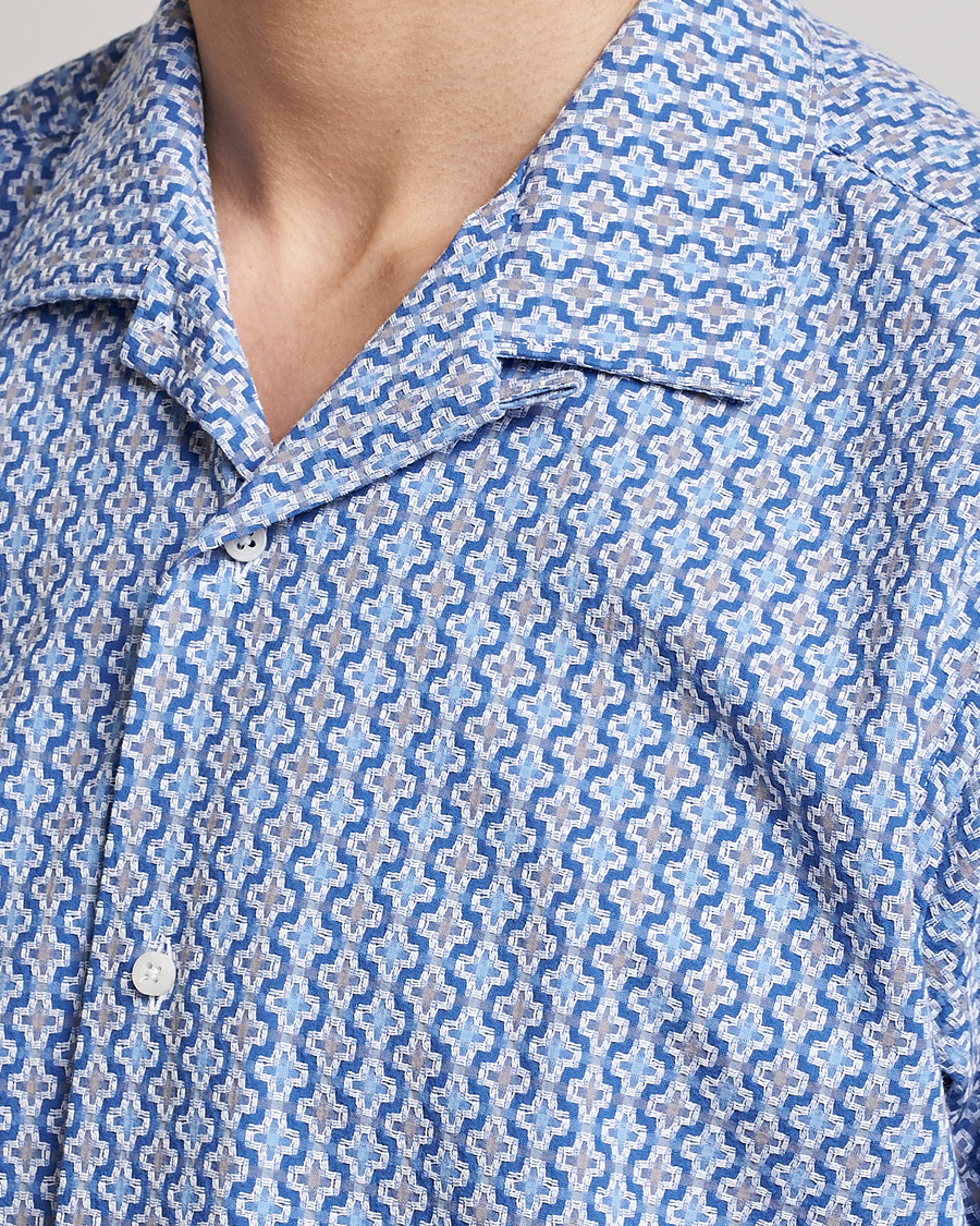 Homme | Chemises | Gitman Vintage | Summer Ready Jacquard Camp Shirt Light Blue