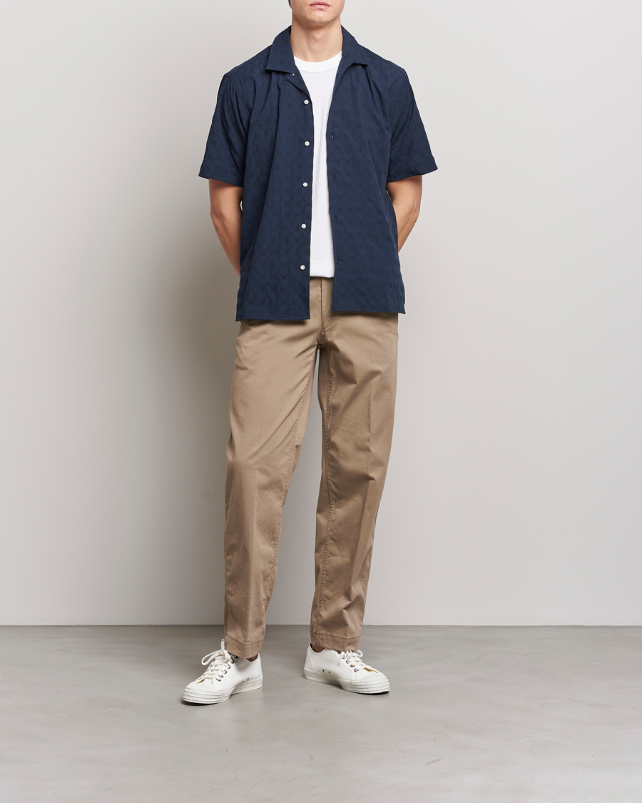 Homme | Chemises | Gitman Vintage | Japanese Jacquard Camp Shirt Navy