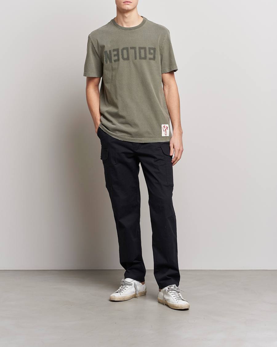 Homme | T-shirts | Golden Goose | Deluxe Brand Dyed Jersey Logo T-Shirt Dusty Olive