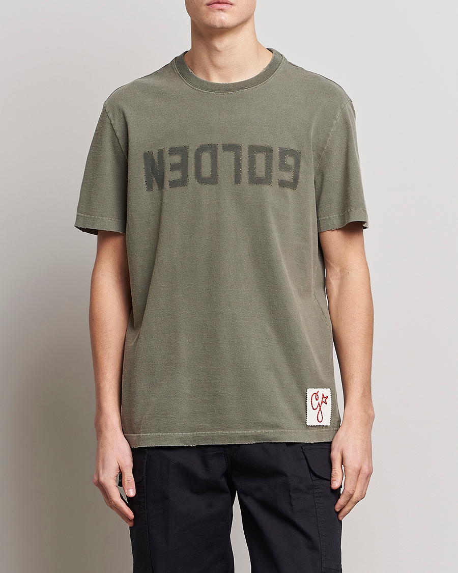 Homme | T-shirts | Golden Goose | Deluxe Brand Dyed Jersey Logo T-Shirt Dusty Olive