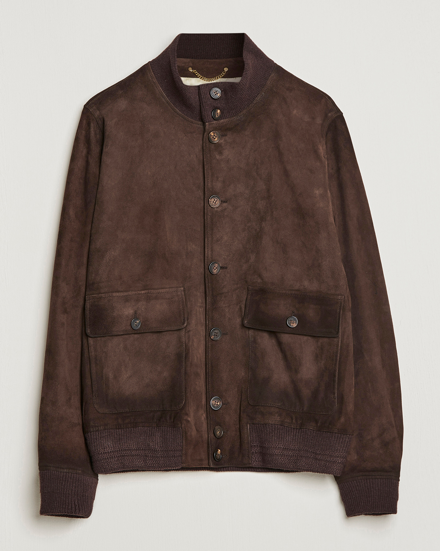 Homme | Manteaux Et Vestes | Golden Goose | Deluxe Brand Soft Suede Jacket Dark Brown Suede