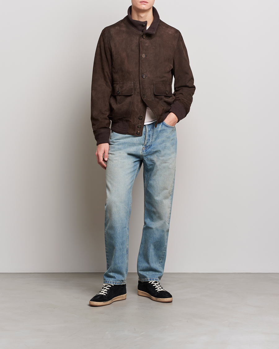 Homme | Manteaux Et Vestes | Golden Goose | Deluxe Brand Soft Suede Jacket Dark Brown Suede
