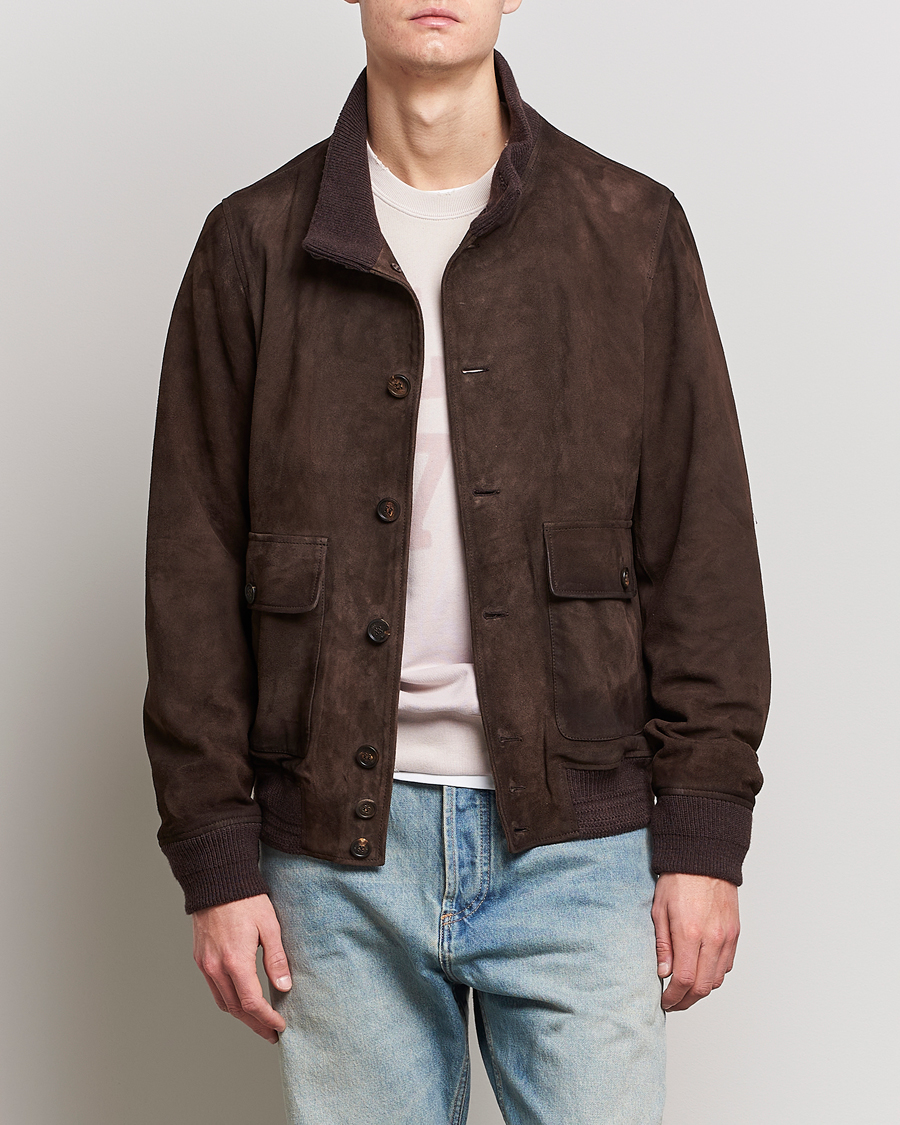 Homme | Manteaux Et Vestes | Golden Goose | Deluxe Brand Soft Suede Jacket Dark Brown Suede