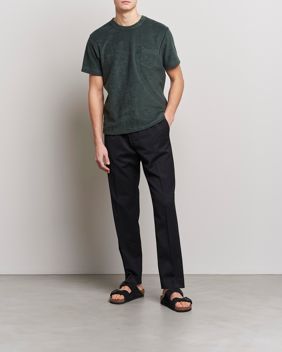 Homme | T-shirts | Howlin' | Fons Cotton Blend Terry Pocket Tee Greenish