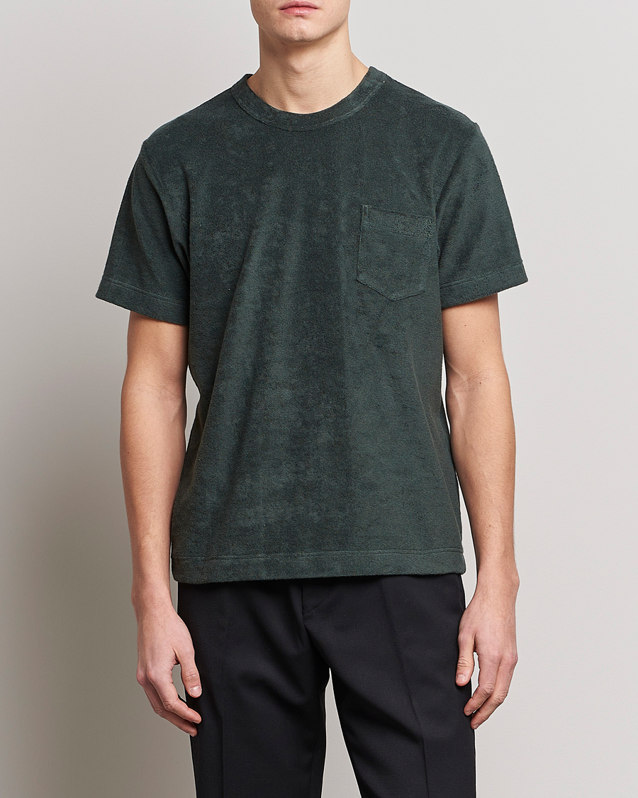 Homme | T-shirts | Howlin' | Fons Cotton Blend Terry Pocket Tee Greenish