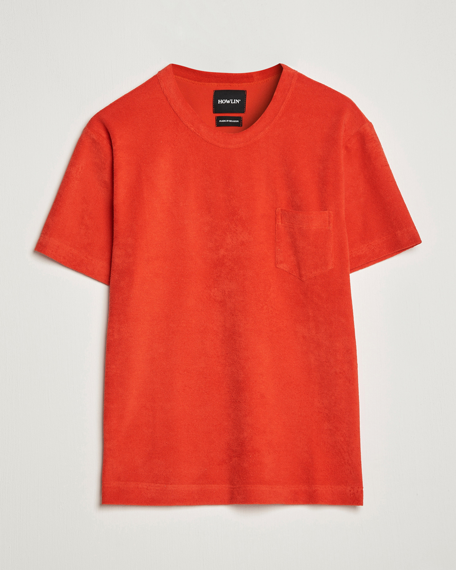 Homme | T-shirts | Howlin' | Fons Cotton Blend Terry Pocket Tee Red Sky