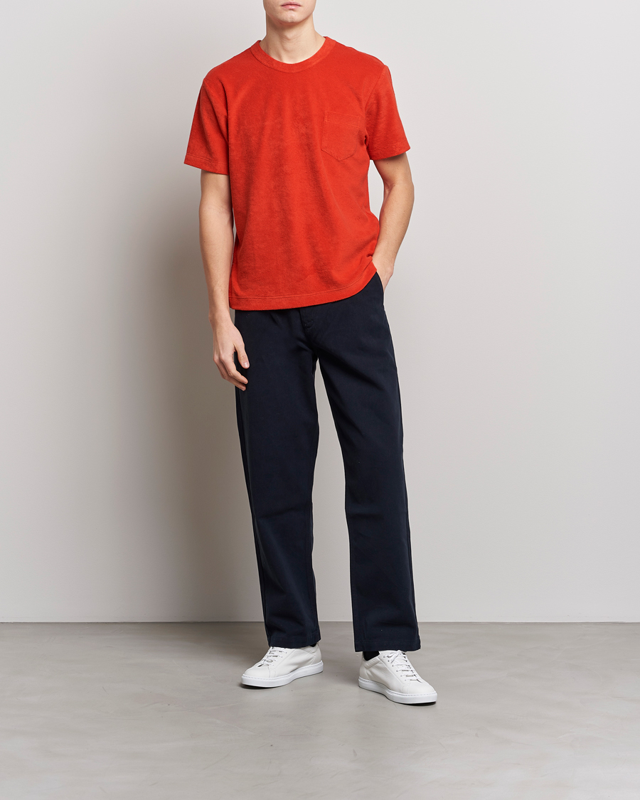 Homme | T-shirts | Howlin' | Fons Cotton Blend Terry Pocket Tee Red Sky