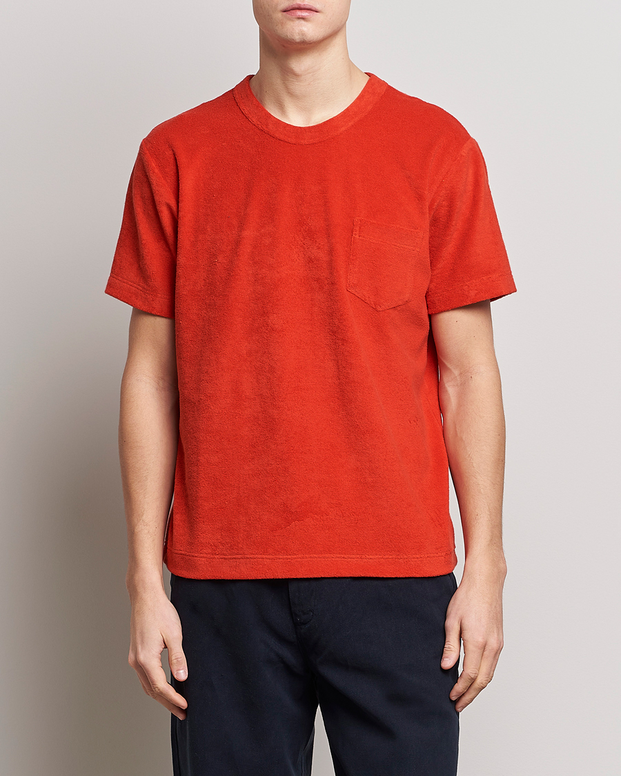 Homme | T-shirts | Howlin' | Fons Cotton Blend Terry Pocket Tee Red Sky