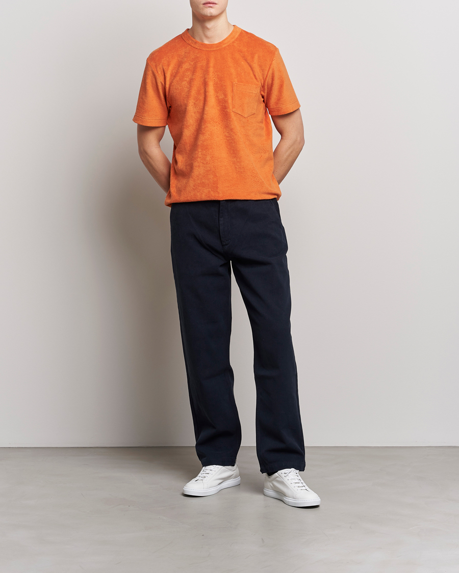 Homme | T-shirts | Howlin' | Fons Cotton Blend Terry Pocket Tee Tangerine Dream