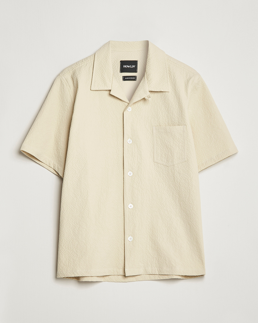 Homme | Chemises | Howlin' | Short Sleeve Cotton Seersucker Shirt Ecru