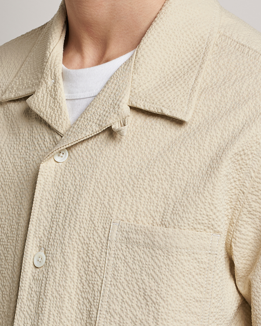 Homme | Chemises | Howlin' | Short Sleeve Cotton Seersucker Shirt Ecru