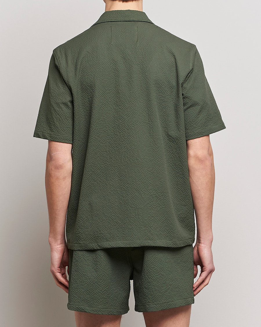 Homme | Chemises | Howlin' | Short Sleeve Cotton Seersucker Shirt Greenish