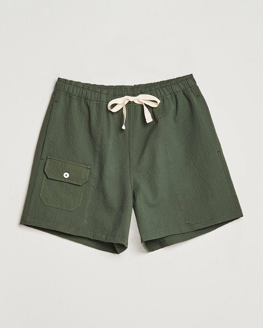 Homme | Shorts | Howlin' | Cotton Seersucker Shorts Greenish