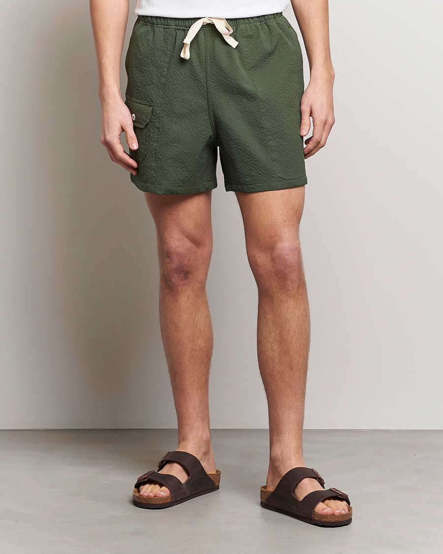Homme | Shorts | Howlin' | Cotton Seersucker Shorts Greenish