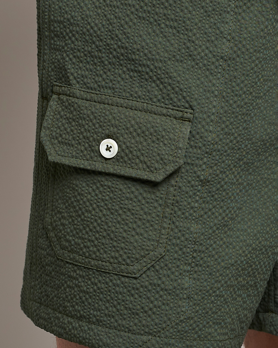 Homme | Shorts | Howlin' | Cotton Seersucker Shorts Greenish