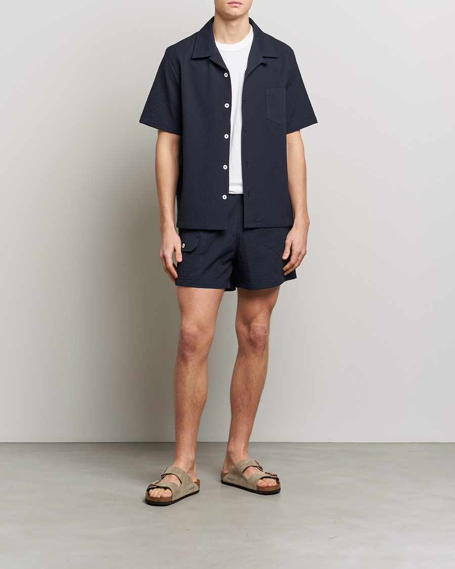 Homme | Shorts | Howlin' | Cotton Seersucker Shorts Navy
