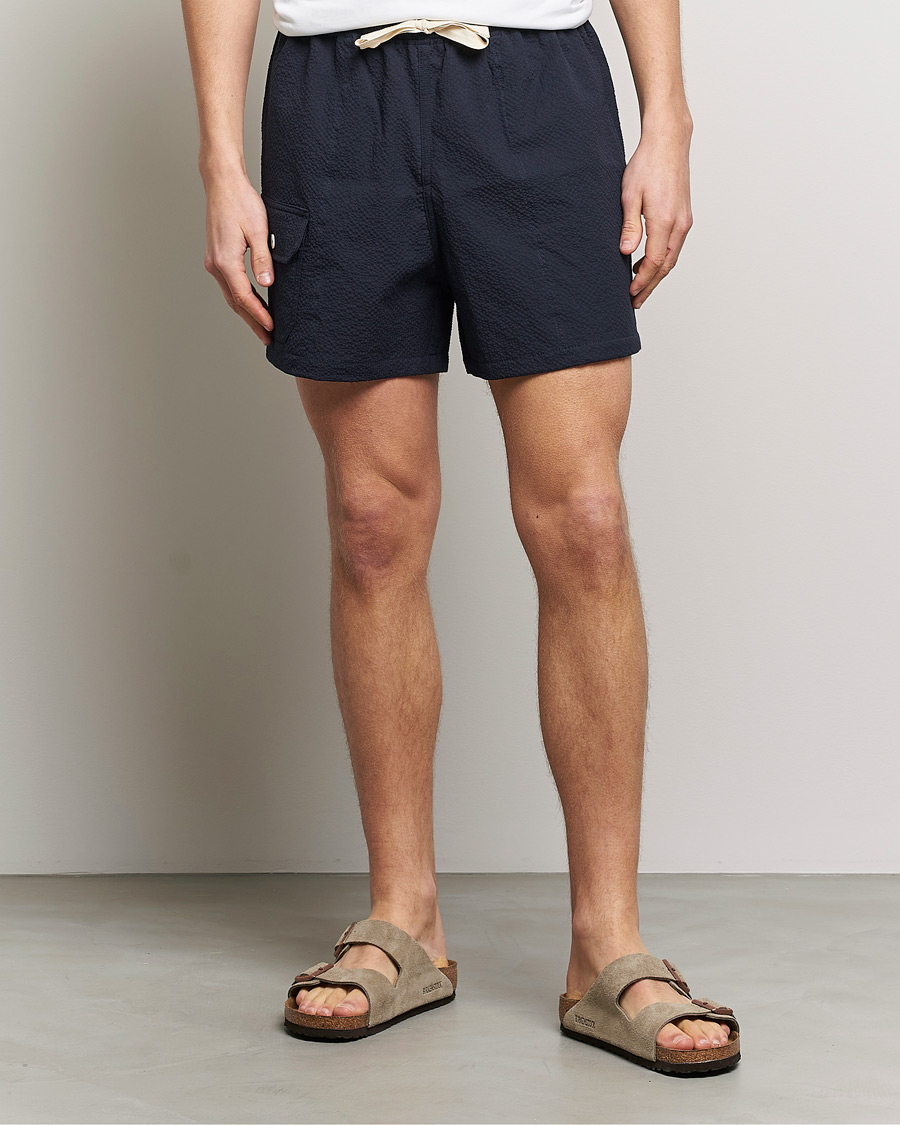 Homme | Shorts | Howlin' | Cotton Seersucker Shorts Navy