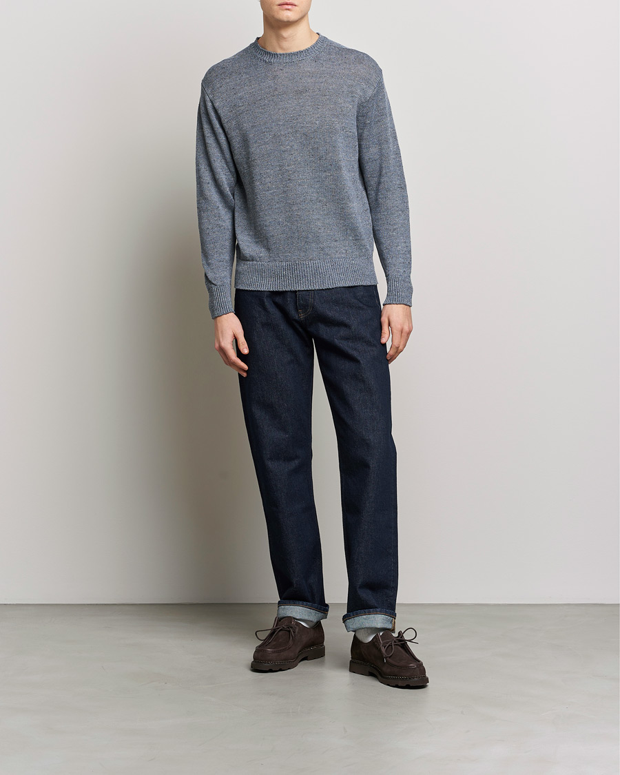 Homme | Pulls Et Tricots | Inis Meáin | Donegal Washed Linen Crew Neck Stone