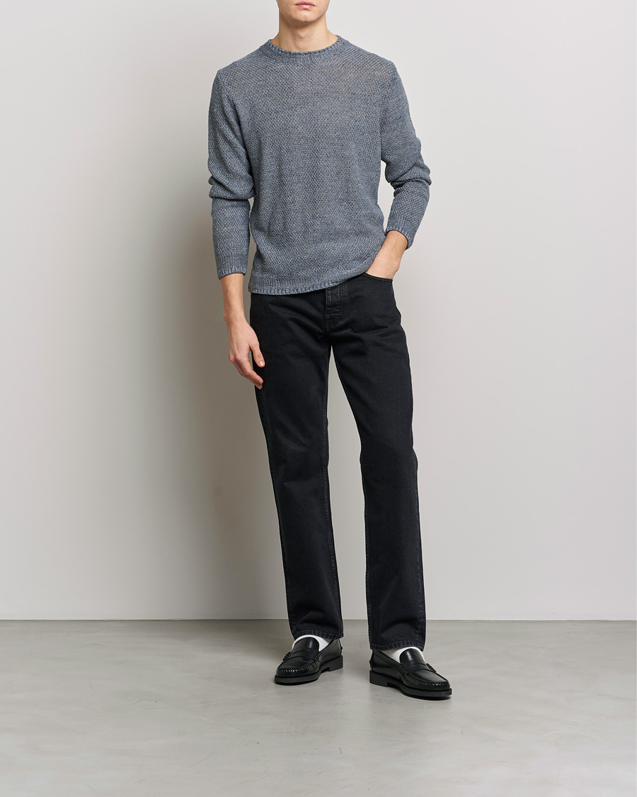 Homme | Pulls Et Tricots | Inis Meáin | Moss Stiched Linen Crew Neck Greyish