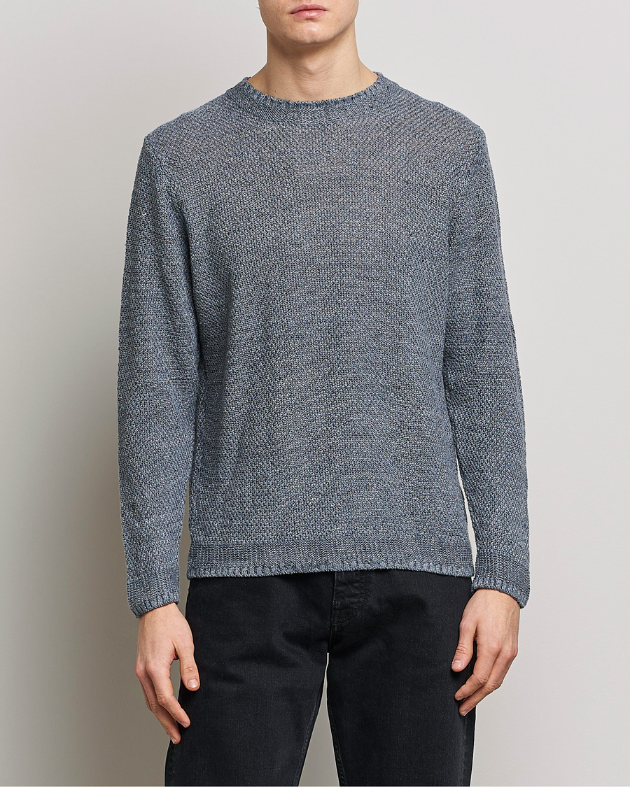 Homme | Pulls Et Tricots | Inis Meáin | Moss Stiched Linen Crew Neck Greyish