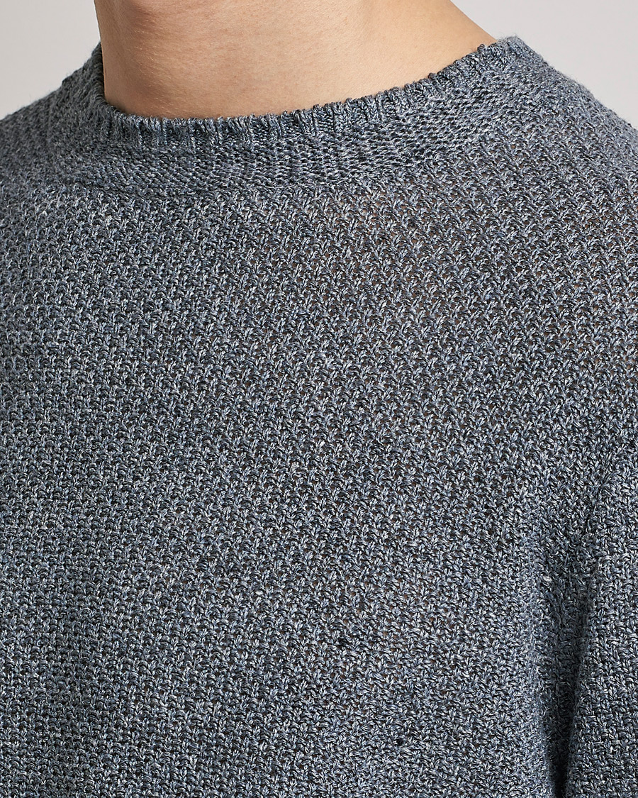 Homme | Pulls Et Tricots | Inis Meáin | Moss Stiched Linen Crew Neck Greyish