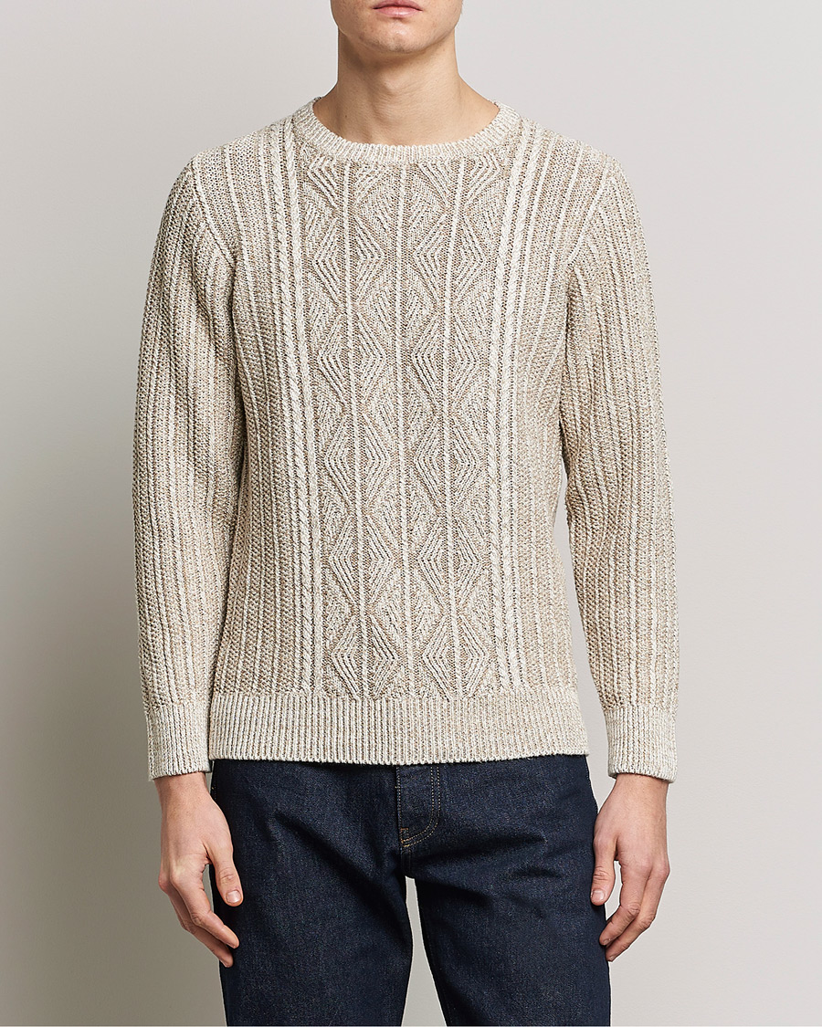 Homme | Pulls Et Tricots | Inis Meáin | Patented Aran Knitted Linen Crew Neck Beige