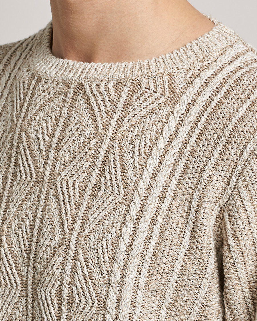 Homme | Pulls Et Tricots | Inis Meáin | Patented Aran Knitted Linen Crew Neck Beige