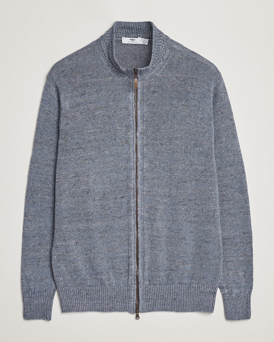 Homme | Pulls Et Tricots | Inis Meáin | Chevron Washed Donegal Linen Zipper Dusk