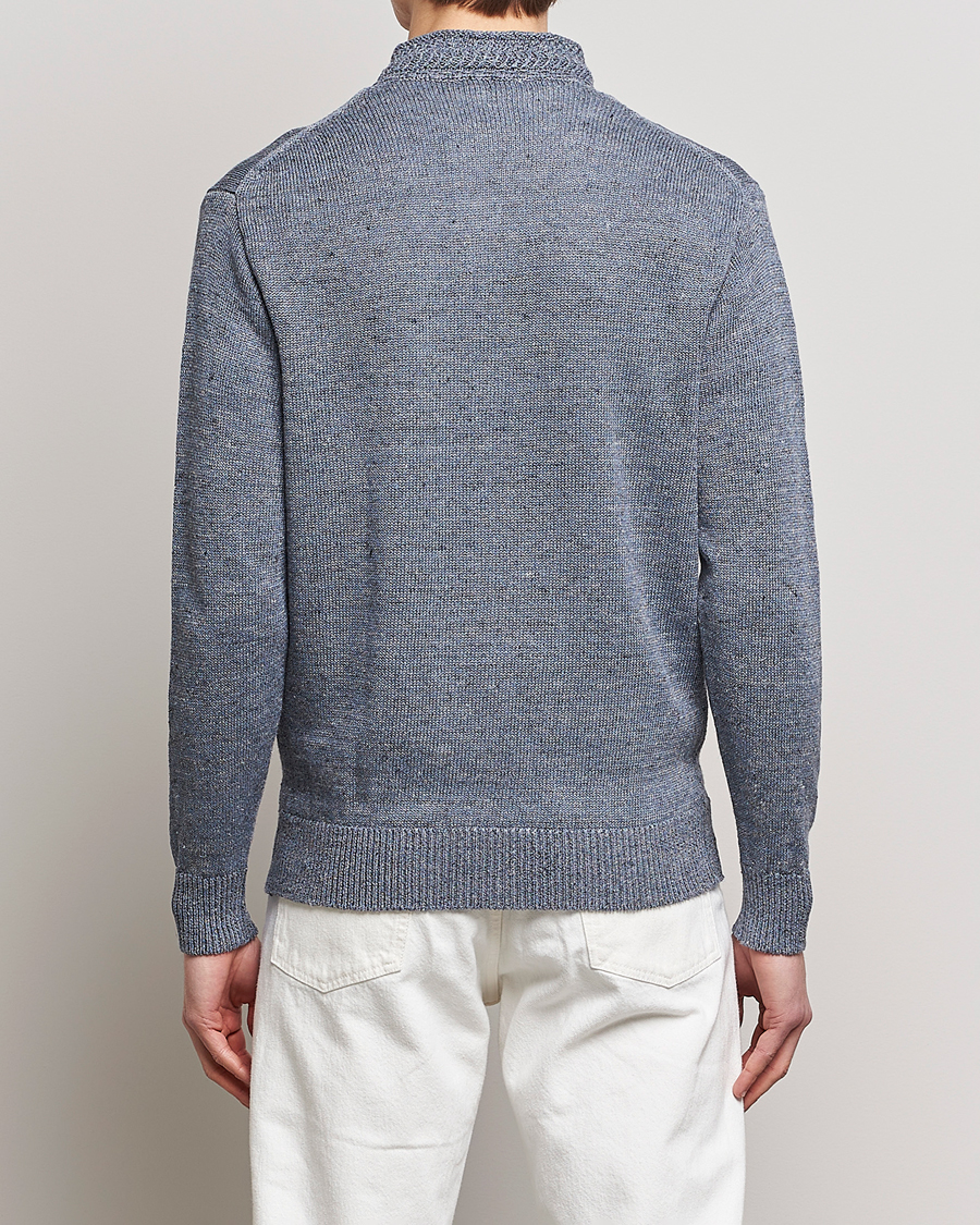 Homme | Pulls Et Tricots | Inis Meáin | Chevron Washed Donegal Linen Zipper Dusk