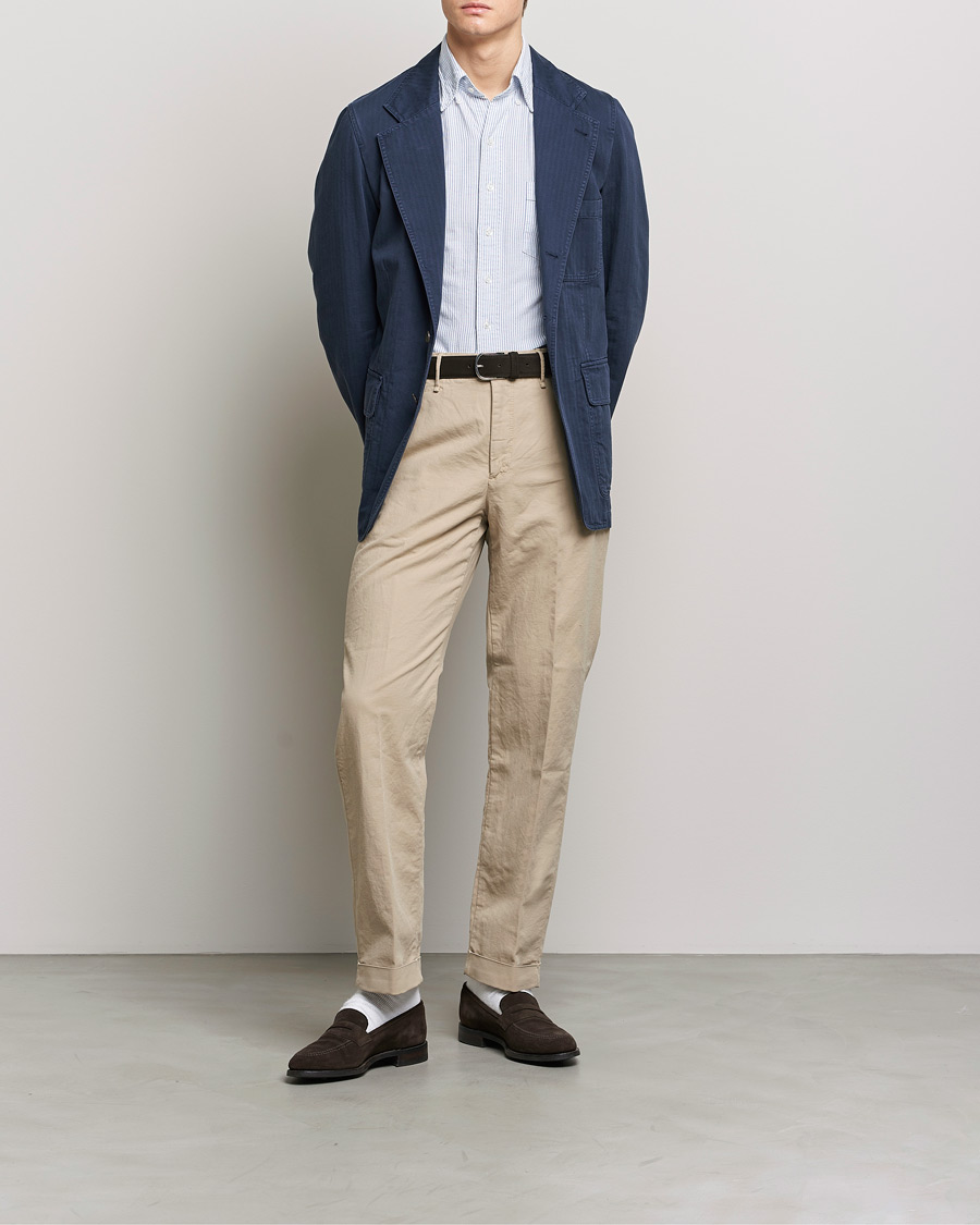 Homme | Blazers | Drake's | MKI Cotton Herringbone Games Blazer Navy