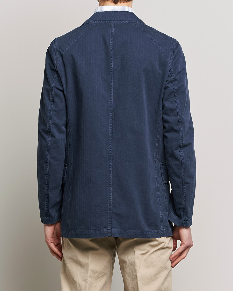 Homme | Blazers | Drake's | MKI Cotton Herringbone Games Blazer Navy