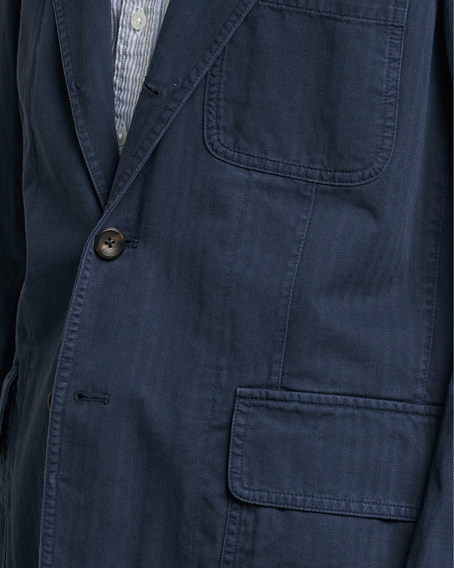 Homme | Blazers | Drake's | MKI Cotton Herringbone Games Blazer Navy