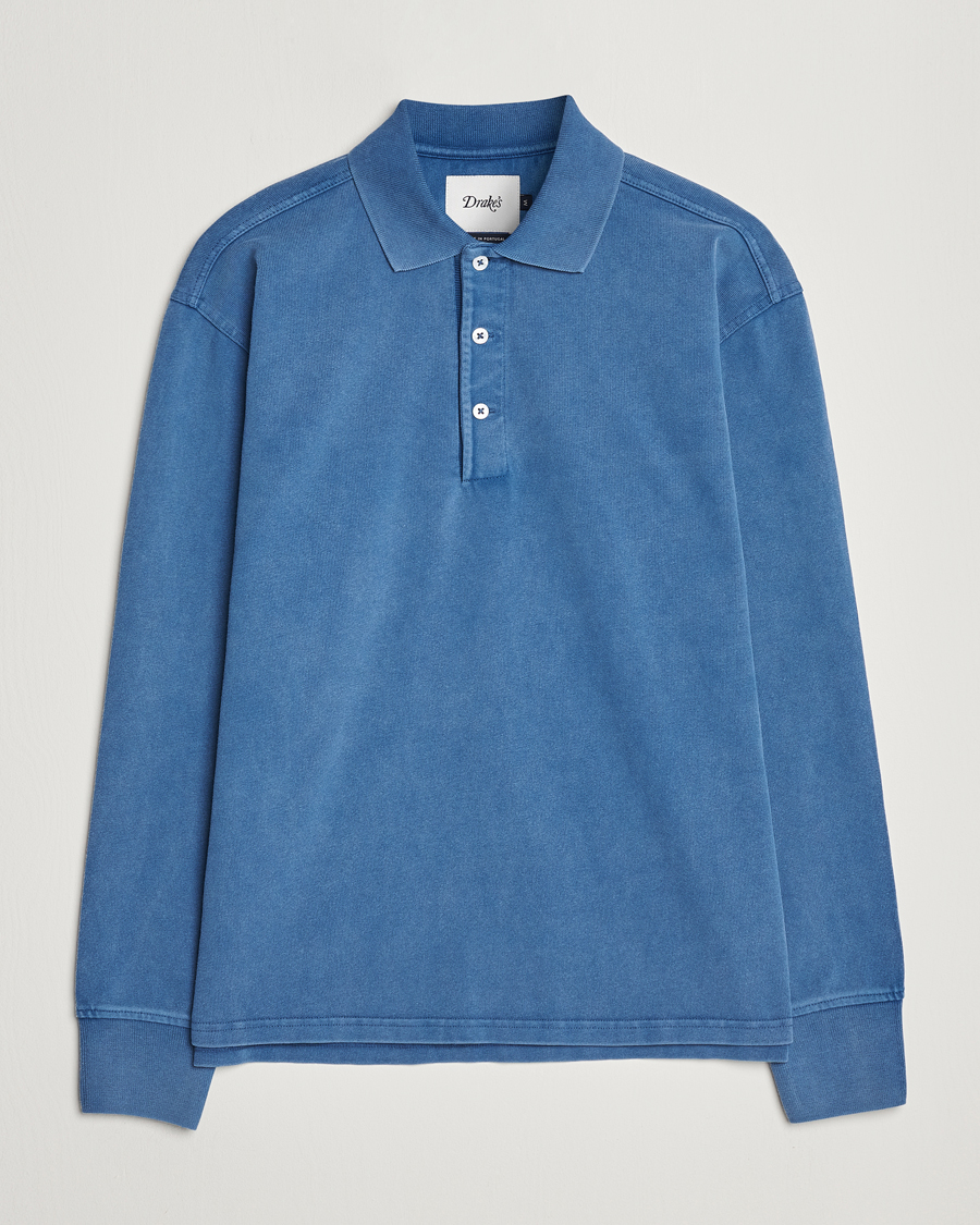 Homme | Pulls Et Tricots | Drake's | Long Sleeve Jersey Polo Navy