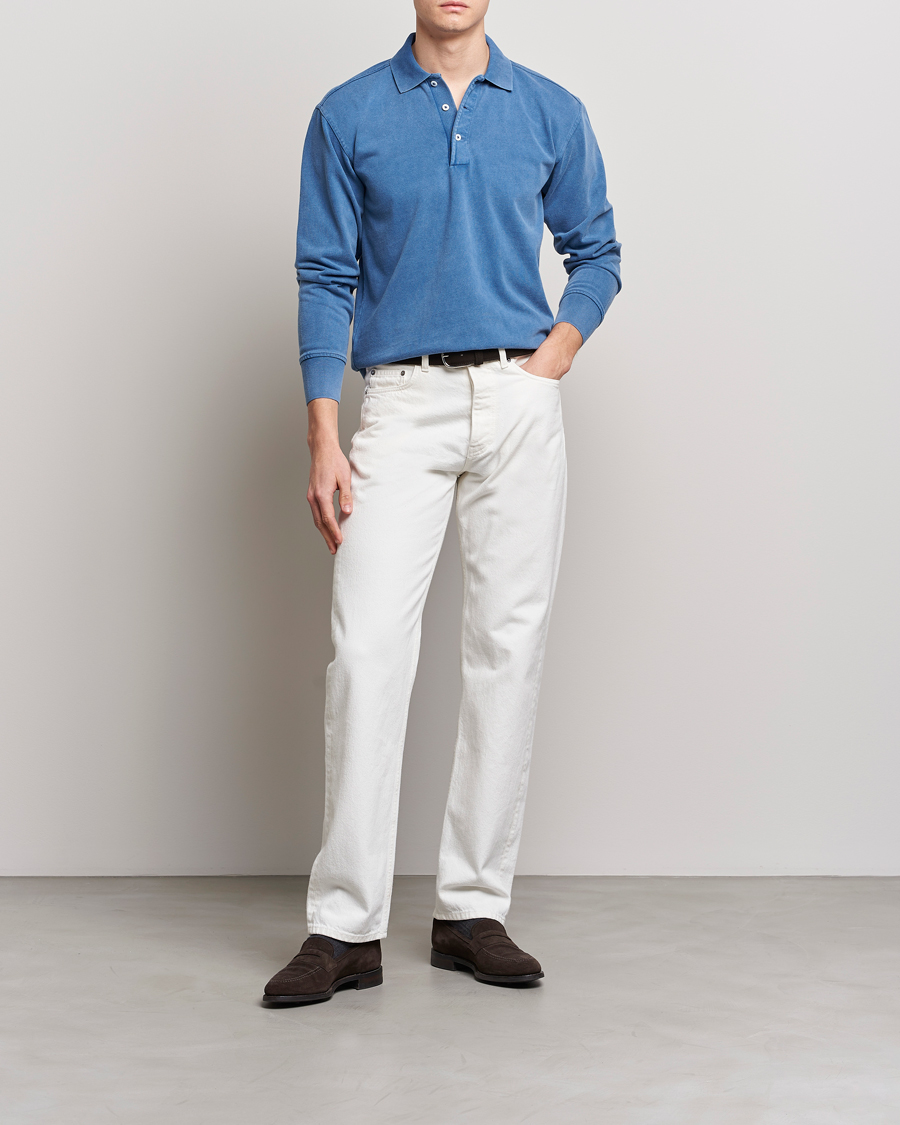 Homme | Pulls Et Tricots | Drake's | Long Sleeve Jersey Polo Navy