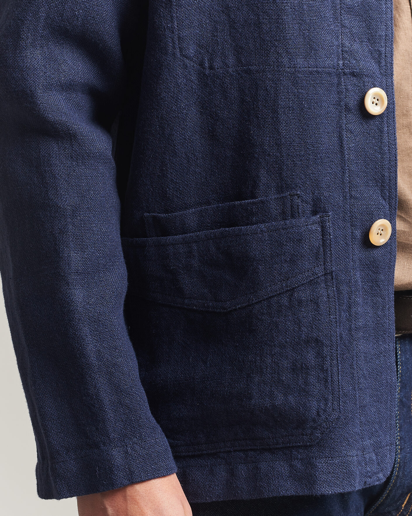 Homme | Manteaux Et Vestes | Drake's | Heavy Linen 5-Pocket Chore Jacket Navy