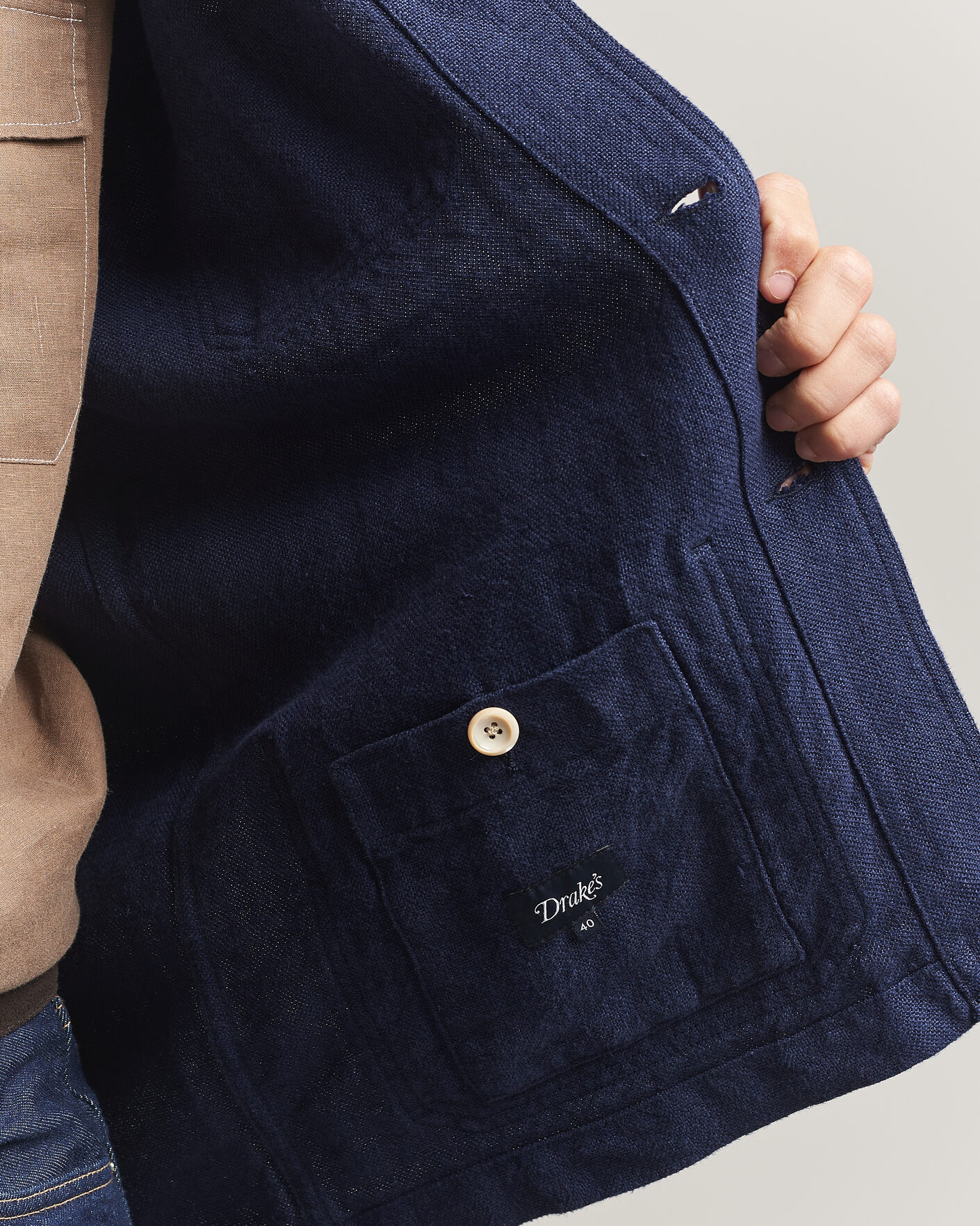 Homme | Manteaux Et Vestes | Drake's | Heavy Linen 5-Pocket Chore Jacket Navy