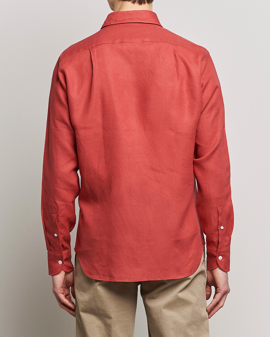 Homme | Chemises | Drake's | Linen Summer Shirt Red