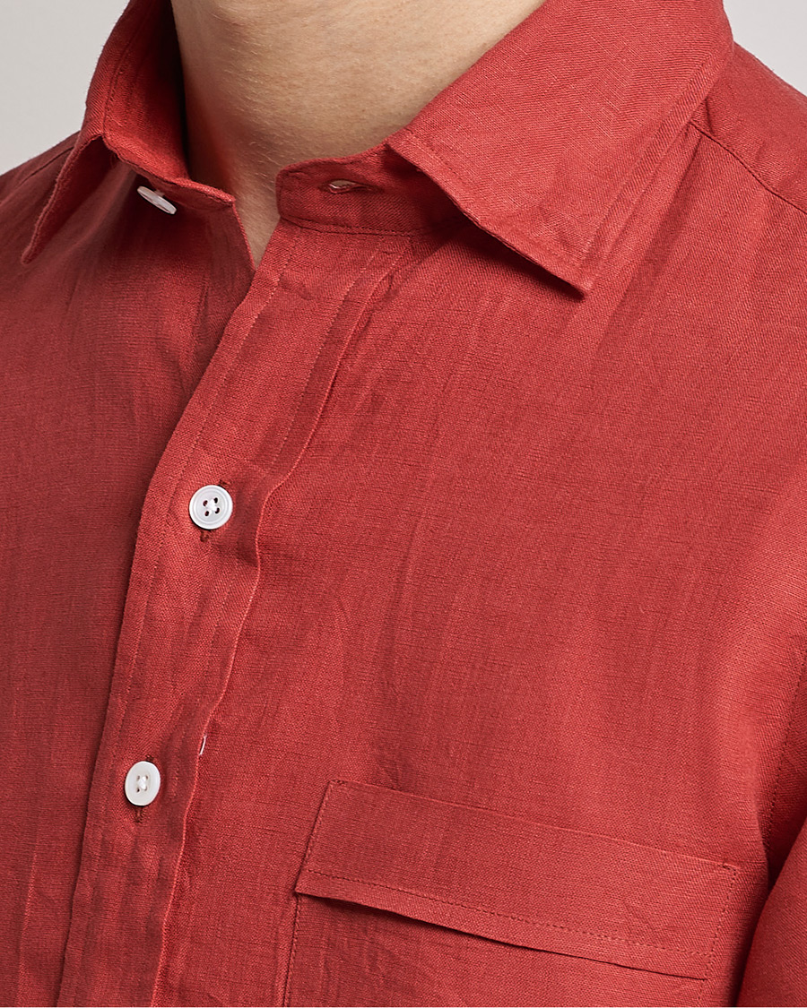 Homme | Chemises | Drake's | Linen Summer Shirt Red