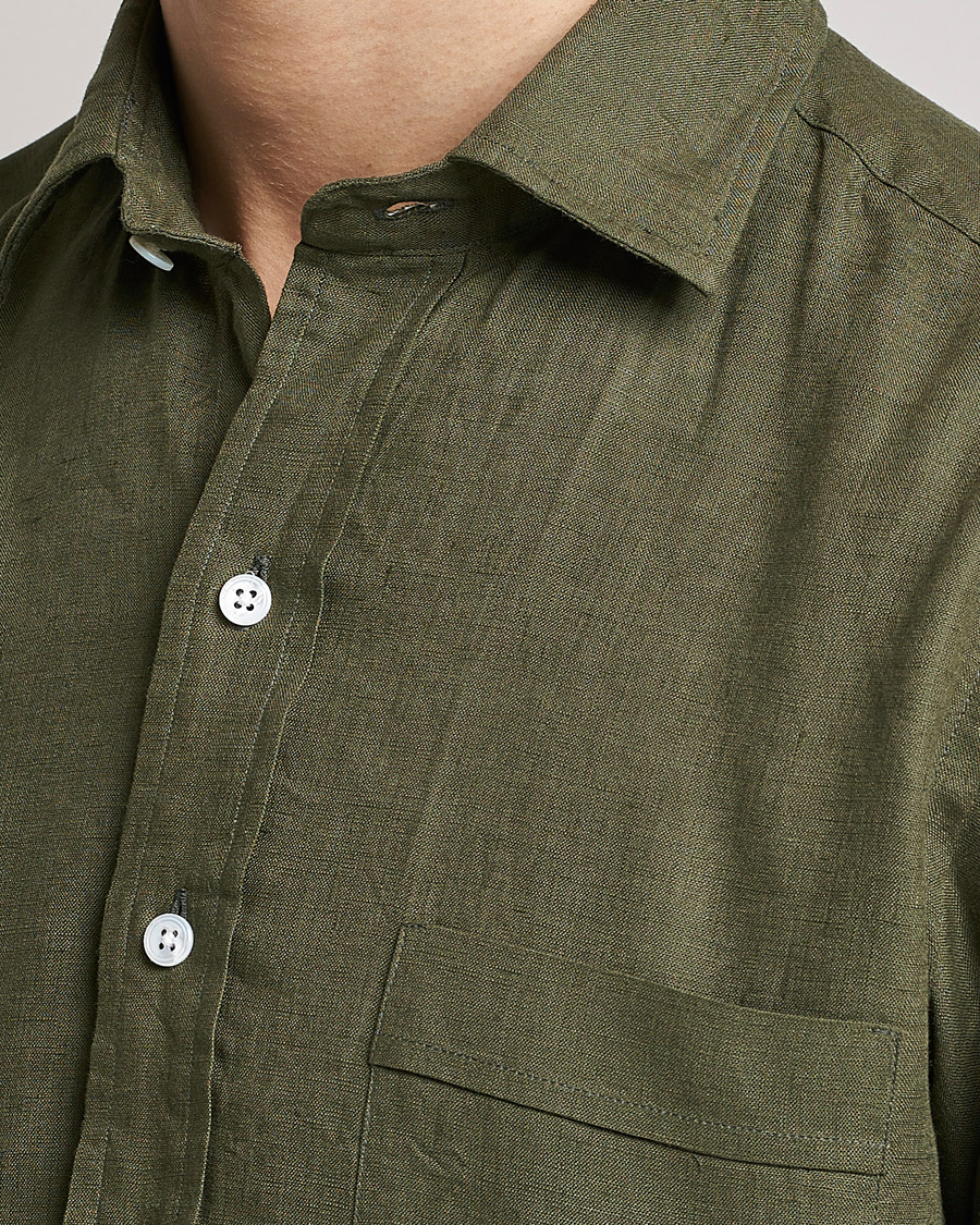 Homme | Chemises | Drake's | Linen Summer Shirt Green