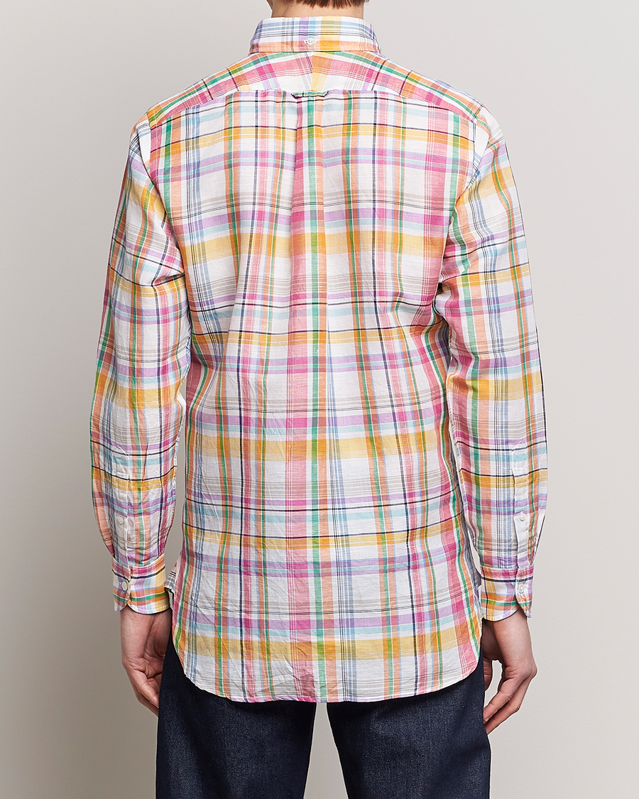 Homme | Chemises | Drake's | Checked Button Down Linen Shirt Multi