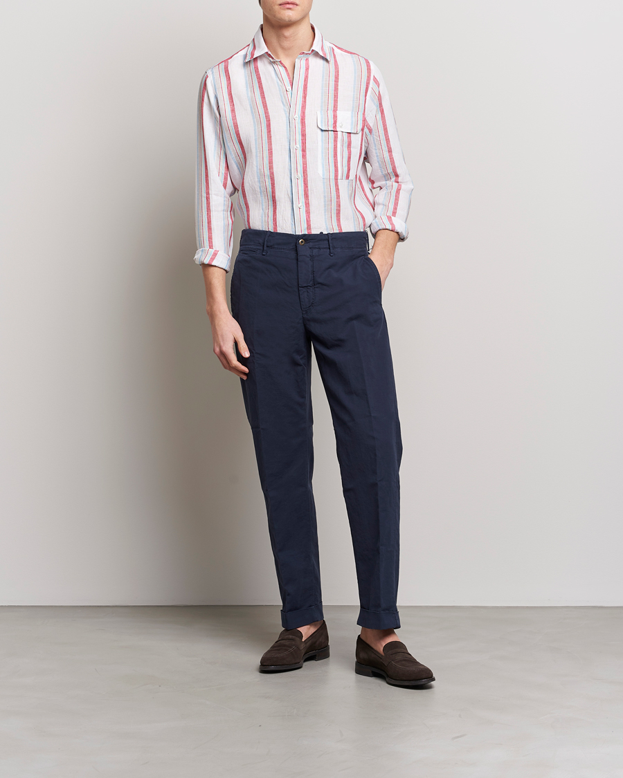 Homme | Chemises | Drake's | Striped Linen Summer Shirt Multi