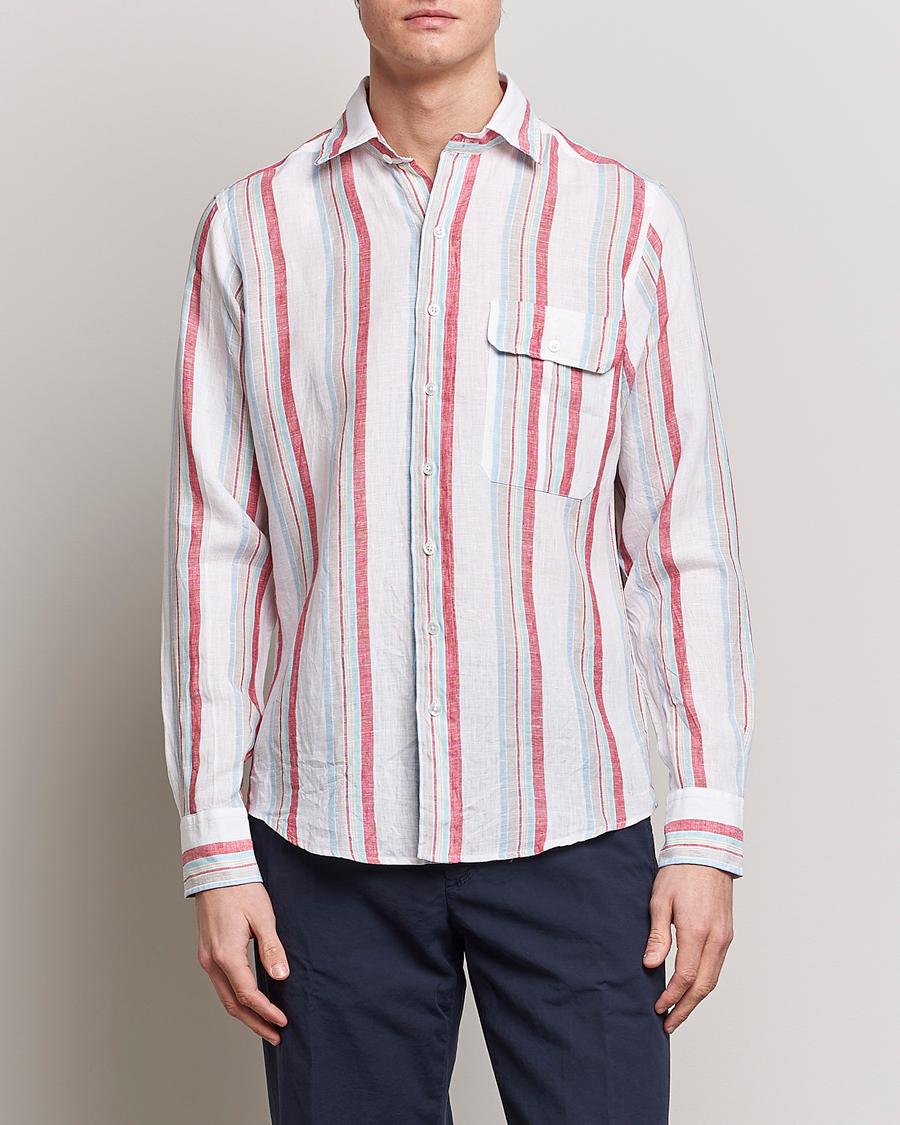 Homme | Chemises | Drake's | Striped Linen Summer Shirt Multi
