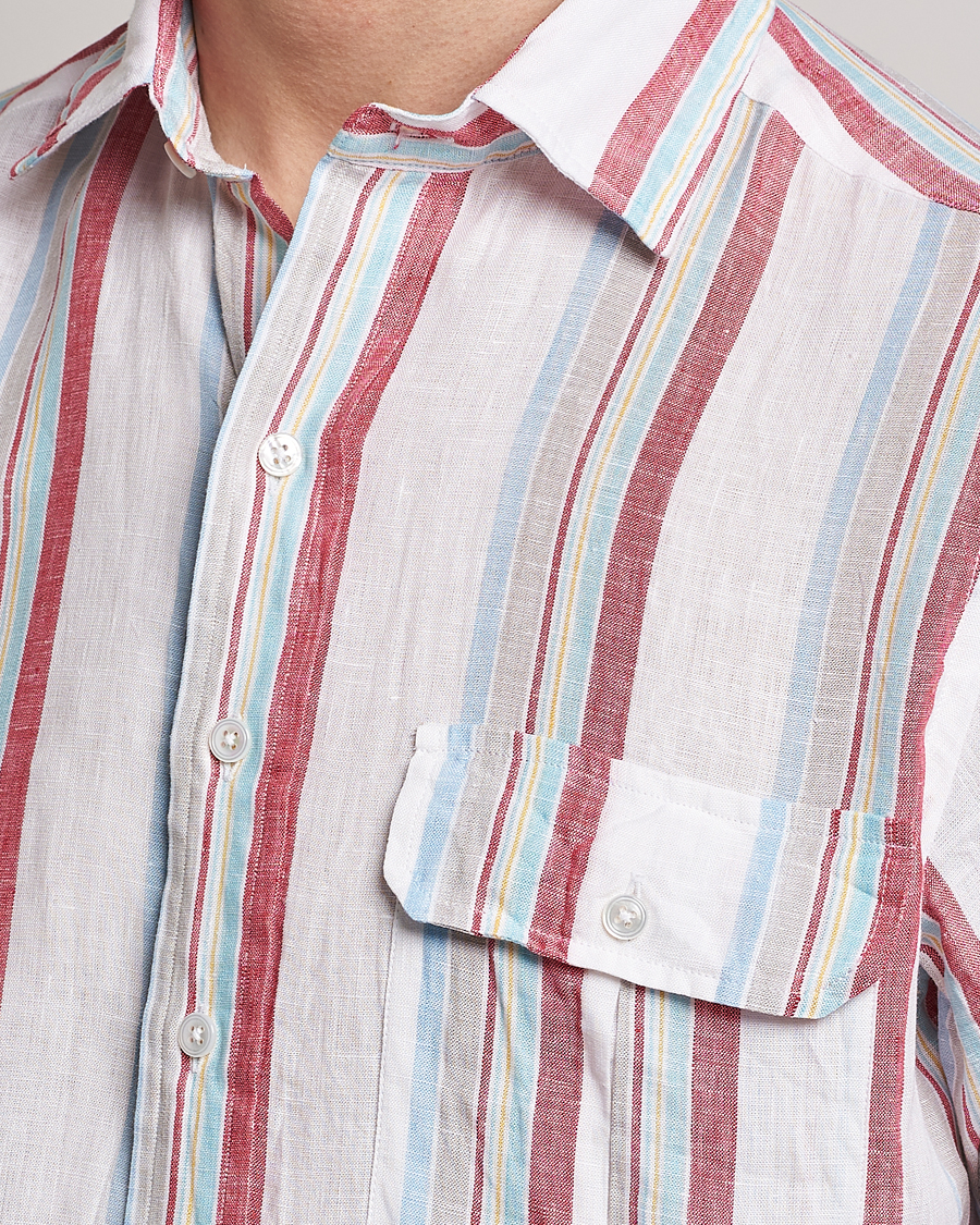 Homme | Chemises | Drake's | Striped Linen Summer Shirt Multi