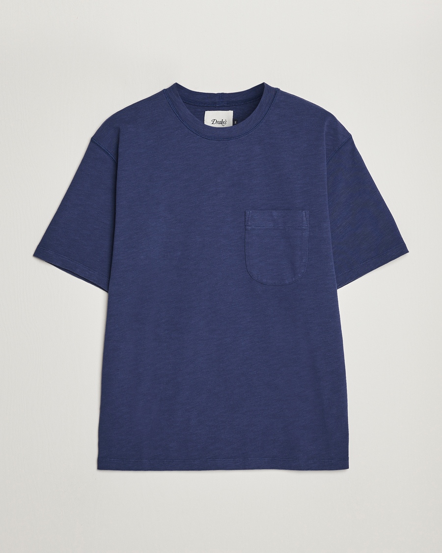 Homme | T-shirts | Drake's | Cotton Pocket T-Shirt Navy