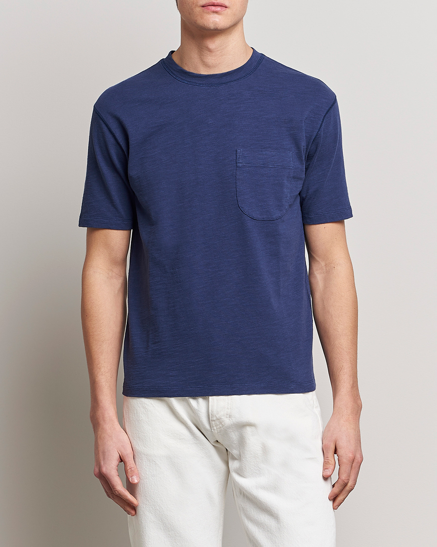 Homme | T-shirts | Drake's | Cotton Pocket T-Shirt Navy
