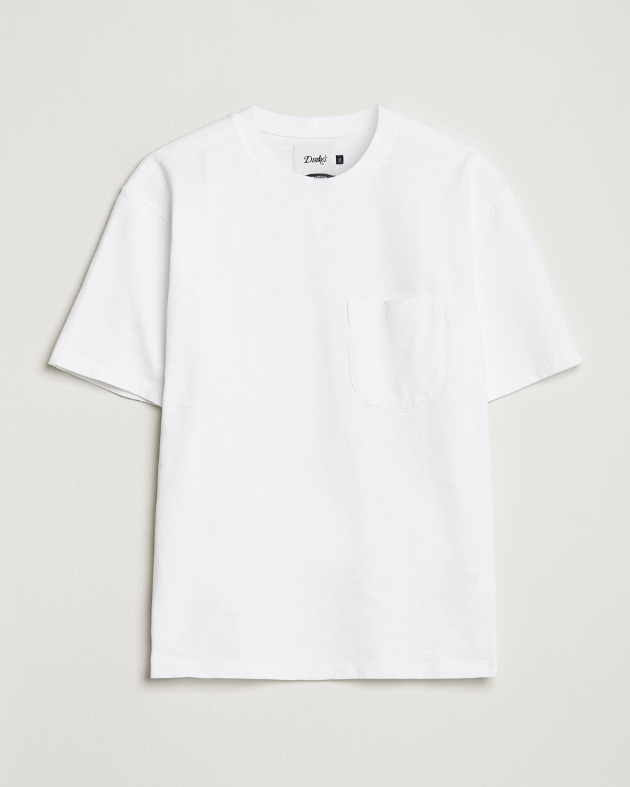 Homme | T-shirts | Drake's | Cotton Pocket T-Shirt White