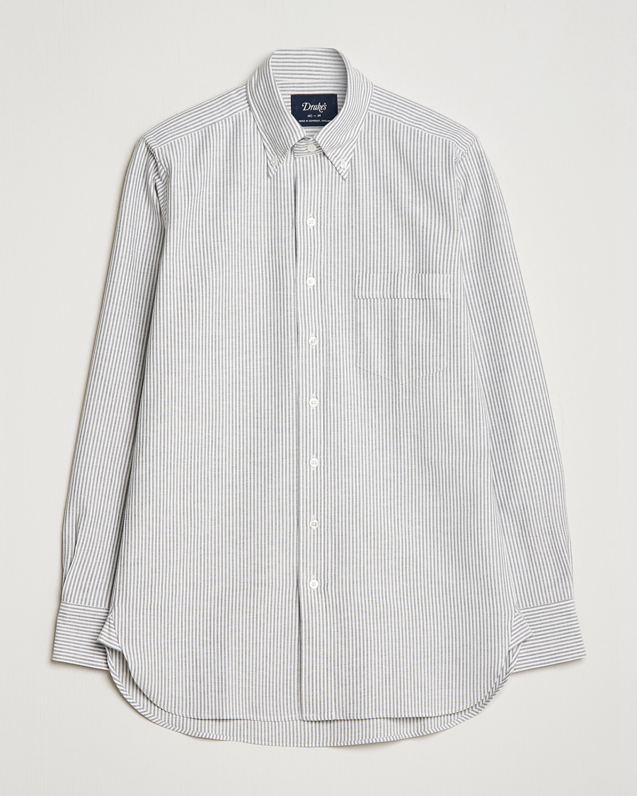 Homme | Chemises | Drake's | Striped Button Down Oxford Shirt Black