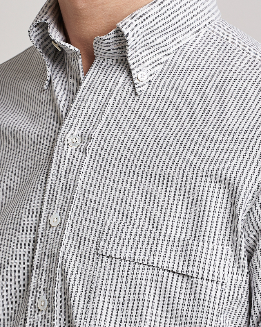 Homme | Chemises | Drake's | Striped Button Down Oxford Shirt Black